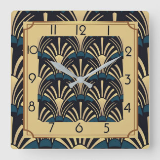 Art Deco Quadratische Wanduhr