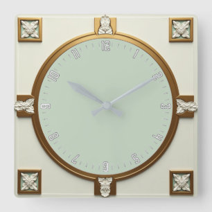 Art Deco Quadratische Wanduhr