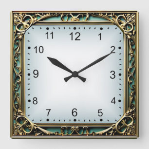 Art Deco Quadratische Wanduhr