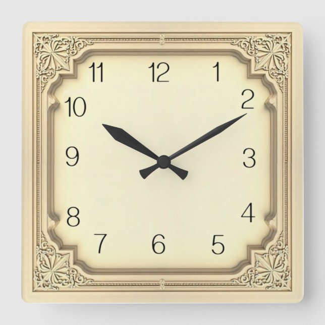 Art Deco Quadratische Wanduhr (Vorderseite)