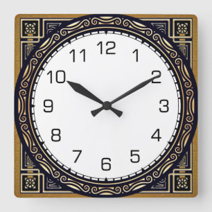 Art Deco Quadratische Wanduhr