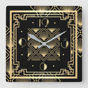 Art Deco Quadratische Wanduhr