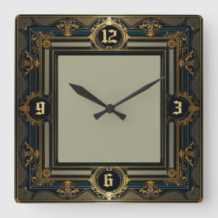 Art Deco Quadratische Wanduhr
