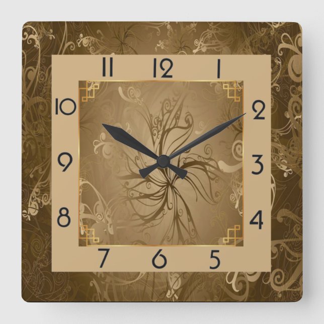 Art Deco Quadratische Wanduhr (Vorderseite)