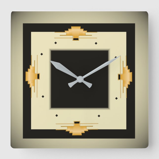 Art Deco Quadratische Wanduhr (Vorderseite)
