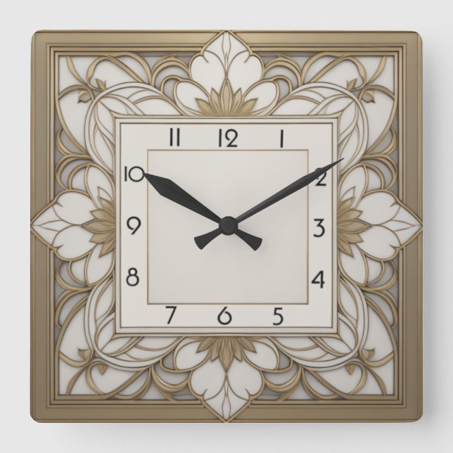 Art Deco Quadratische Wanduhr (Vorderseite)