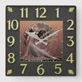 Art Deco Quadratische Wanduhr