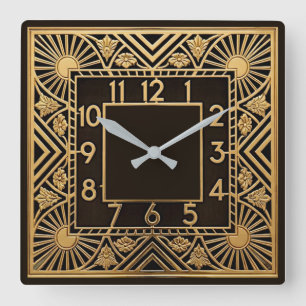 Art Deco Quadratische Wanduhr