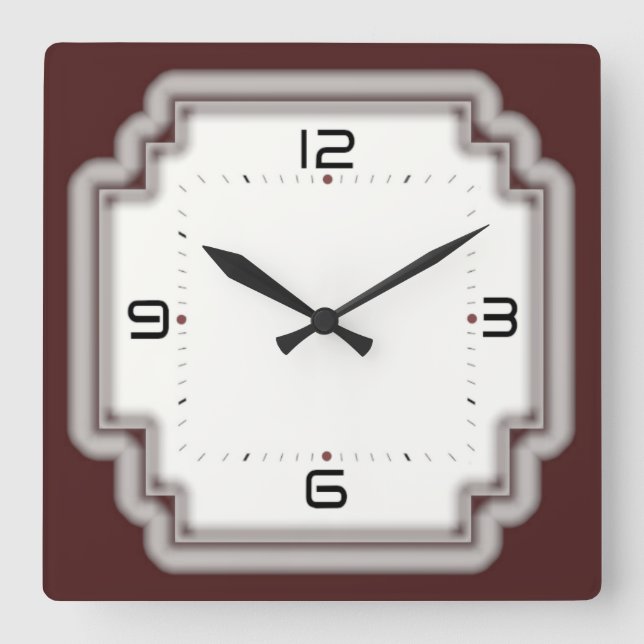 Art Deco Quadratische Wanduhr (Vorderseite)
