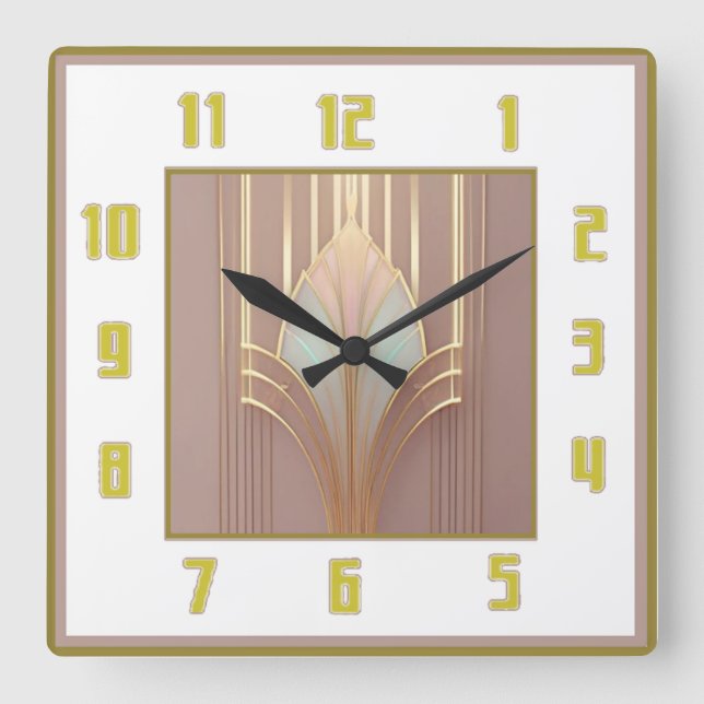 Art Deco Quadratische Wanduhr (Vorderseite)