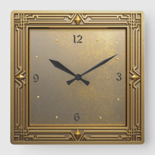 Art Deco Quadratische Wanduhr