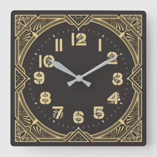 Art Deco Quadratische Wanduhr