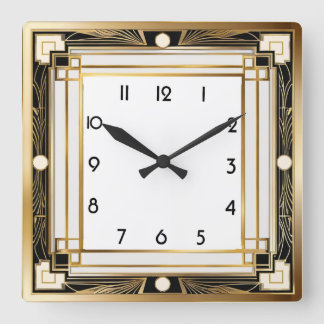 Art Deco Quadratische Wanduhr
