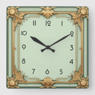 Art Deco Quadratische Wanduhr