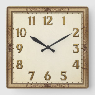 Art Deco Quadratische Wanduhr