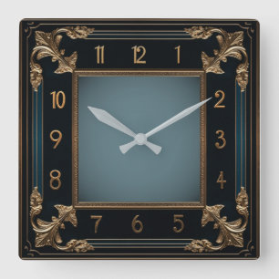 Art Deco Quadratische Wanduhr