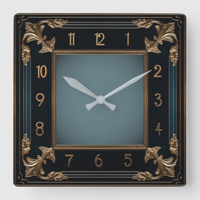 Art Deco Quadratische Wanduhr (Vorderseite)