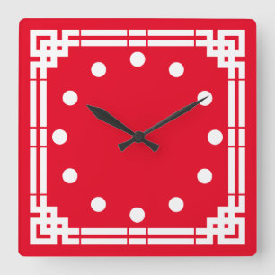 Art Deco Quadratische Wanduhr