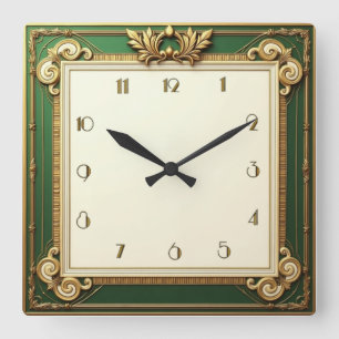 Art Deco Quadratische Wanduhr
