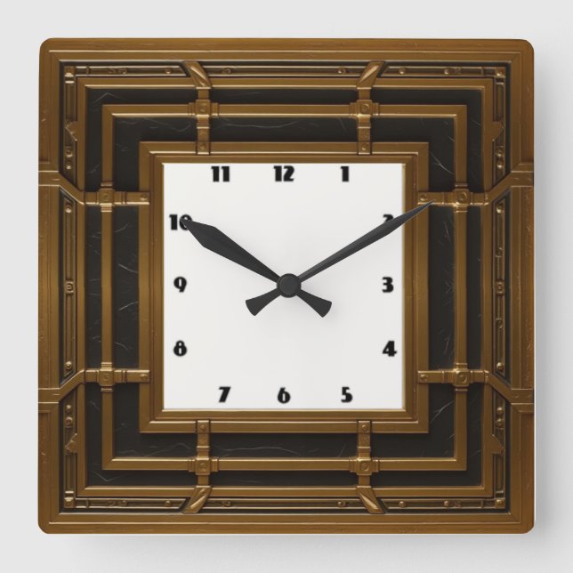 Art Deco Quadratische Wanduhr (Vorderseite)