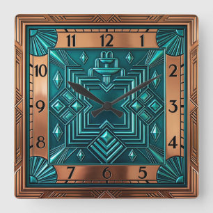 Art Deco Quadratische Wanduhr