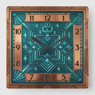 Art Deco Quadratische Wanduhr