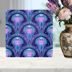 Art Deco Qualle Lila Rosa Türkis Geometrisch Fliese