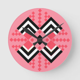 Art Deco Quilt Inspiriert Runde Wanduhr
