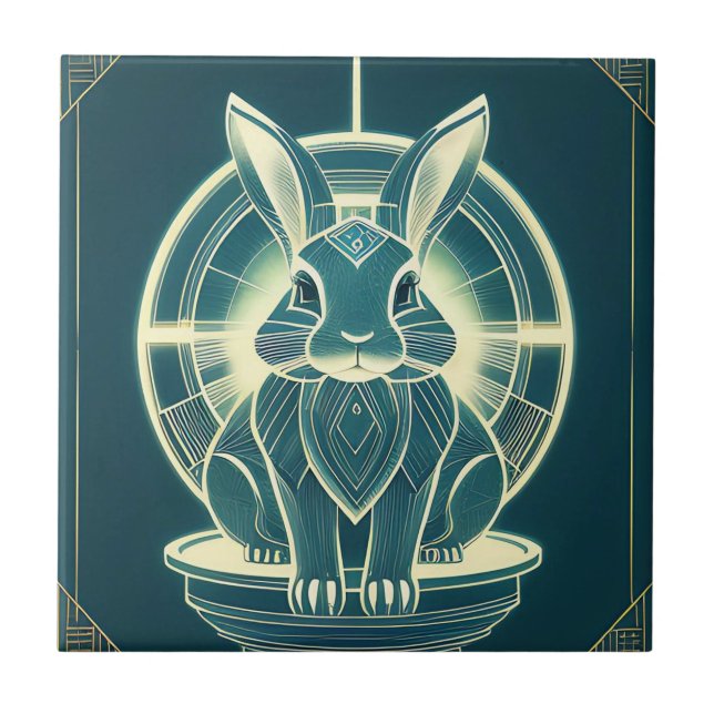 Art Deco Rabbit Tile Fliese (Vorderseite)