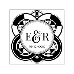 Art Deco Rahmen Et-Zeichen Paar 2 Initialen Monogr Permastempel