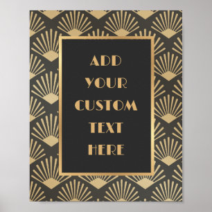 Art Deco-Rahmen mit schwarzem und goldenem beliebi Poster