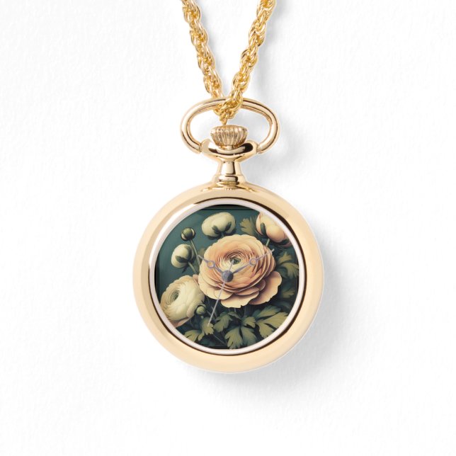 Art Deco Ranunculus eWatch Armbanduhr (Vorderseite)