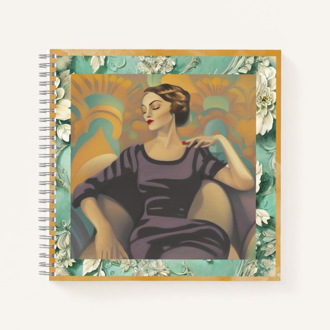 Art Deco Reclining Woman Artwork Notizbuch (Vorderseite)