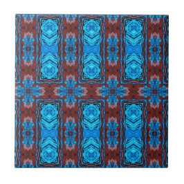 Art Deco Red Blue Abstrakt Graphic Muster Fliese