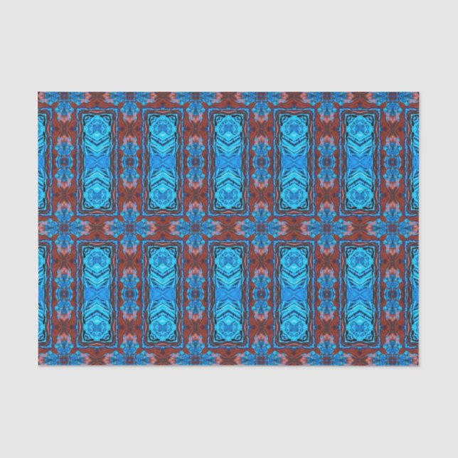Art Deco Red Blue Abstrakt Graphic Muster Seidenpapier (Vorderseite)