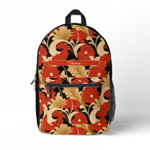 Art Deco Red Poppies Personalized