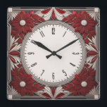 Art Deco red Quadratische Wanduhr<br><div class="desc">Großartiges Uhrendesign. Du wirst es wie andere Liebe bekommen. Sie können dieses Design auch für andere Produkte verwenden, die Sie mögen, oder Ihren Text anpassen und hinzufügen. Folgen Sie mir für mehr. Vielen Dank. Ich wünsche Ihnen einen schönen Tag.</div>