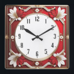 Art Deco Red Quadratische Wanduhr<br><div class="desc">Großartiges Uhrendesign. Du wirst es wie andere Liebe bekommen. Sie können dieses Design auch für andere Produkte verwenden,  die Sie mögen,  oder Ihren Text anpassen und hinzufügen. Folgen Sie mir für mehr. Vielen Dank. Ich wünsche Ihnen einen schönen Tag.</div>