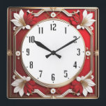 Art Deco Red Quadratische Wanduhr<br><div class="desc">Großartiges Uhrendesign. Du wirst es wie andere Liebe bekommen. Sie können dieses Design auch für andere Produkte verwenden,  die Sie mögen,  oder Ihren Text anpassen und hinzufügen. Folgen Sie mir für mehr. Vielen Dank. Ich wünsche Ihnen einen schönen Tag.</div>