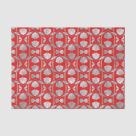 Art Deco Red Silver Fan  Seidenpapier