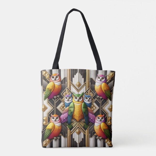 Art Deco Regenbogen-Eulen-Tasche Tasche (Rückseite)