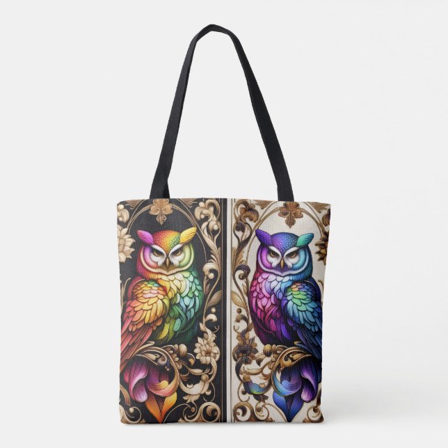 Art Deco Regenbogen-Eulen-Tasche Tasche (Rückseite)
