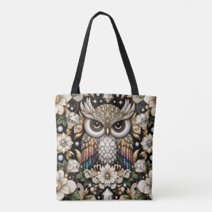 Art Deco Regenbogen-Eulen-Tragetasche Tasche