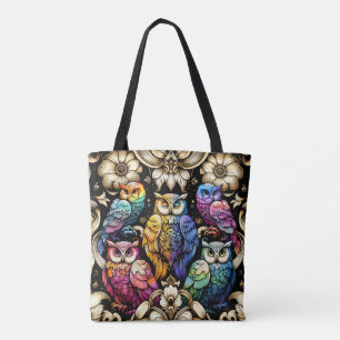 Art Deco Regenbogen-Eulen-Tragetasche Tasche