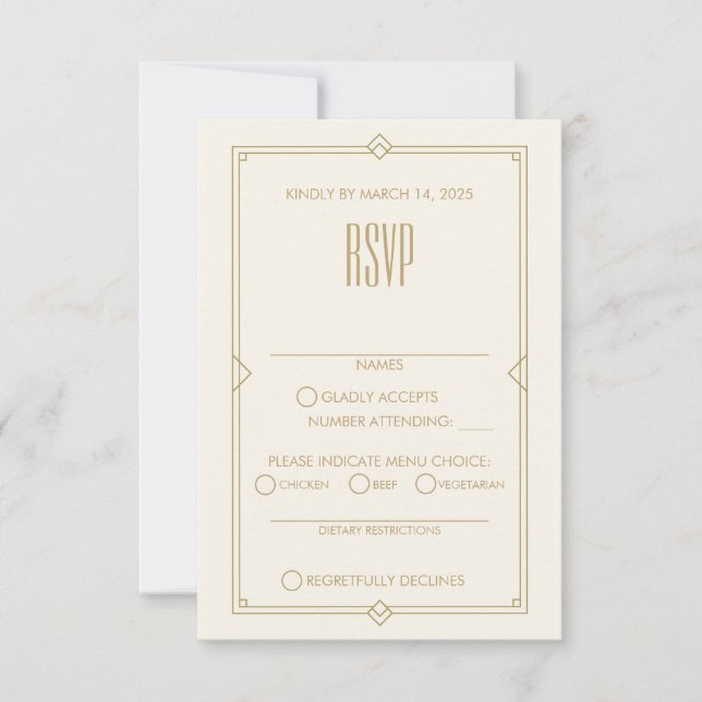 Art Deco Response Card RSVP Karte (Vorderseite)