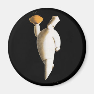 Art Deco Restaurantkellner, Vintage-Unternehmen Magnet