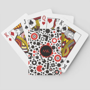 Art Deco Retro 50er Red Black Geometric Mit Monogr Spielkarten