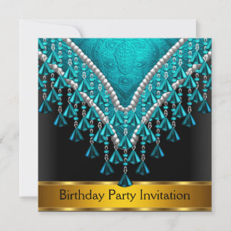 Art Deco Retro Geburtstagsparty Einladung Aquamari