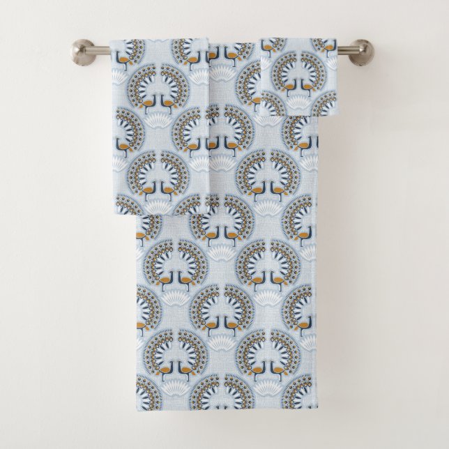 Art Deco Retro Peacock Badhandtuch Set (Insitu)