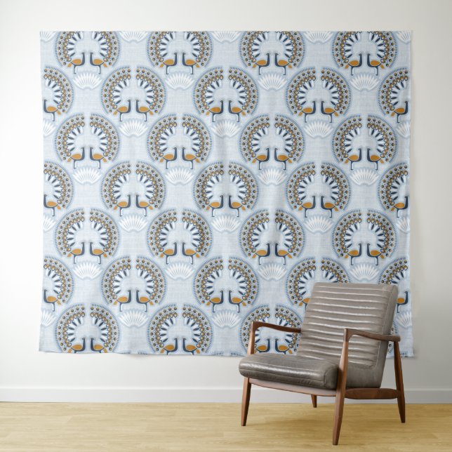 Art Deco Retro Peacock Wandteppich (Beispiel (Horizontal))